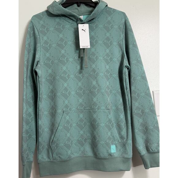 NEW Puma Green Moon Men's Logomania All Over Printed Hoodie Size S Small NWT $60 - Picture 1 of 2